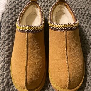 Cozy Tan Suede Slippers